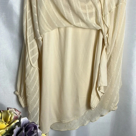SOFT SURROUNDINGS tunic women L,cream layered silky chiffon ,boho,cottagecore, - Picture 7 of 10